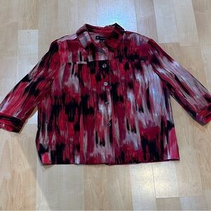 Women's Red and Black Button-Up Top